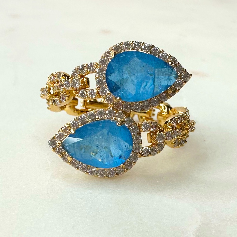Bomb Party Resort Wear Calista Luna Gold Plated Ring RG58000 NWT